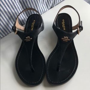 Black wedge Coach sandals